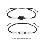 2 pçs natural moonstone obsidiana pulseiras artesanal casal bonito preto branco gato pulseira acessórios jóias