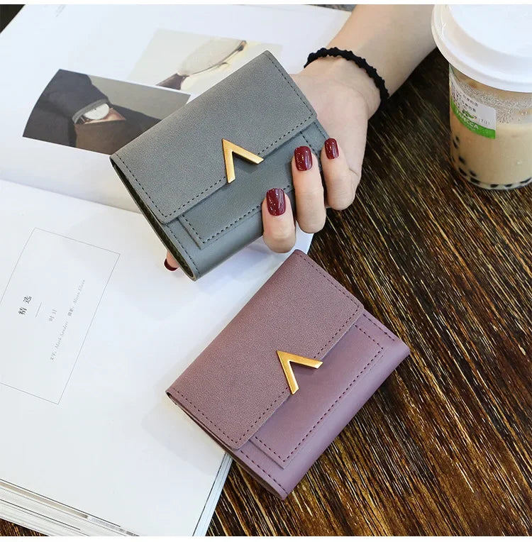 Couro nova bolsa feminina pequena carteira de couro curto marca luxo mini moda feminina carteiras e bolsa titular do cartão de crédito