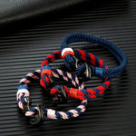 MKENDN Pulseiras de âncora masculinas, fio duplo, surfista náutico, corda à prova d'água, pulseira feminina, fivela esportiva de aço inoxidável preto