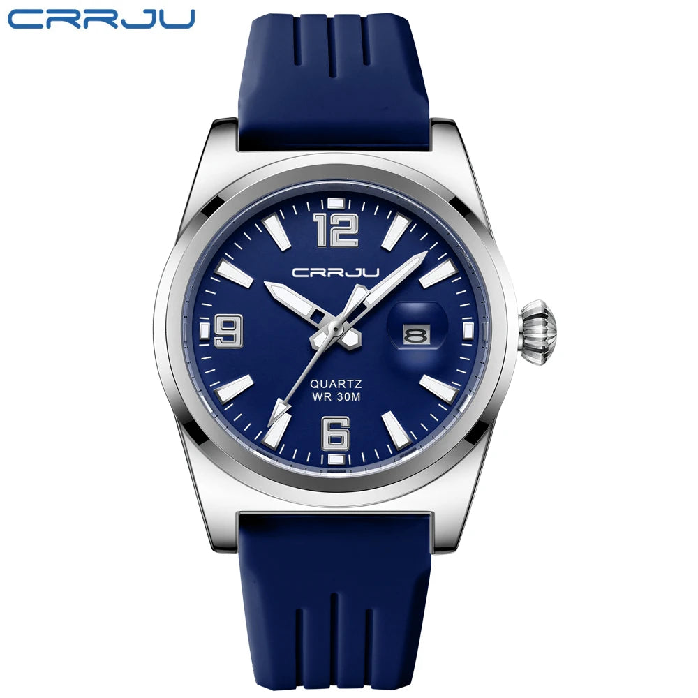 Crrju casual relógio de pulso quartzo moda à prova dwaterproof água relógios masculinos esporte pulseira silicone masculino relógio luminoso relogio masculino