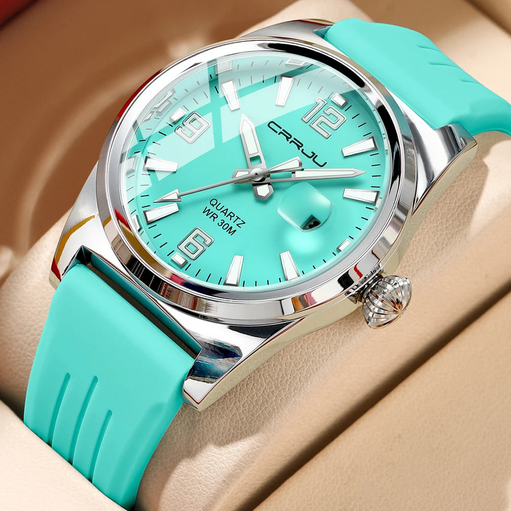 Crrju casual relógio de pulso quartzo moda à prova dwaterproof água relógios masculinos esporte pulseira silicone masculino relógio luminoso relogio masculino