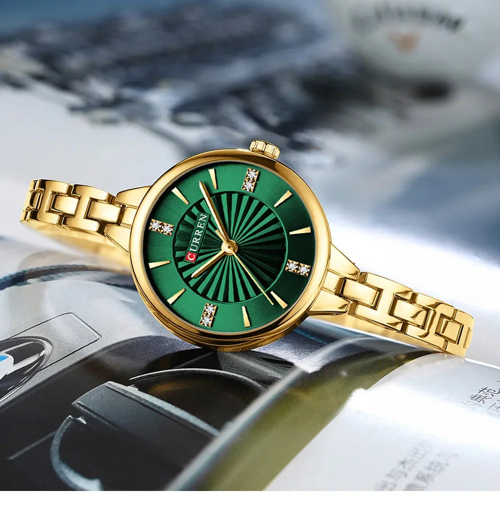 Curren-relógio de quartzo de luxo feminino, relógio pulseira magnética, pulseira esportiva, para mulheres