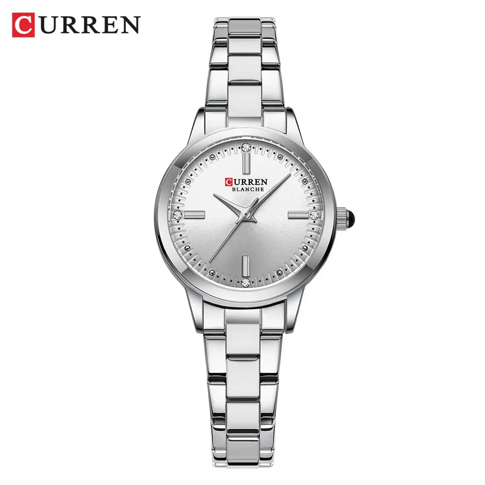 Curren relógios femininos moda original relógio de pulso de quartzo para senhoras mostrador romano deslumbrante diamante à prova dwaterproof água luminosa luxo novo