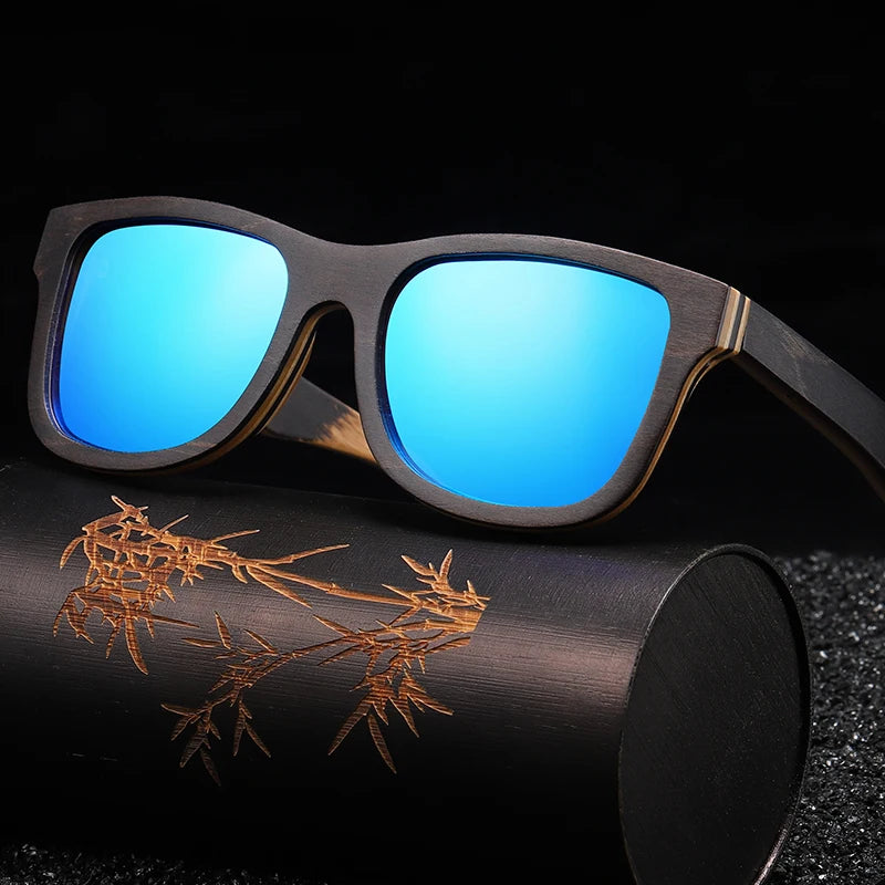 Óculos de sol polarizados para homens e mulheres, óculos UV400, quadro completo, tons de madeira, feitos à mão com caixa de madeira, moda
