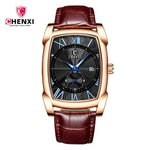 2024 CHENXI 8209 Relógios masculinos pulseira de couro casual luxo quartzo relógios de pulso quadrados à prova d'água