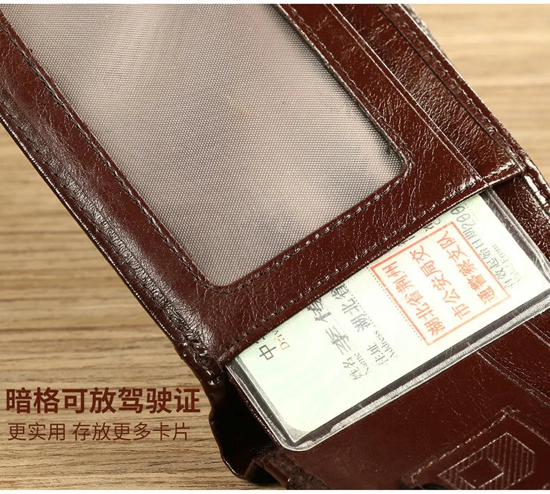 【Couro de couro genuíno】Manbang marca venda quente carteira masculina de luxo original curto tri-fold primeira camada bolsa de negócios