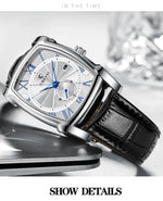 2024 CHENXI 8209 Relógios masculinos pulseira de couro casual luxo quartzo relógios de pulso quadrados à prova d'água