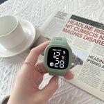 Masculino feminino relógio led digital esportes relógio para crianças meninos meninas quadrado grande dial à prova dwaterproof água silicone relógio de pulso eletrônico masculino