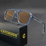 Caterside retro punk óculos de sol dos homens do vintage plana superior pontes duplas alta qualidade óculos de sol feminino viagem festa festival eyewear