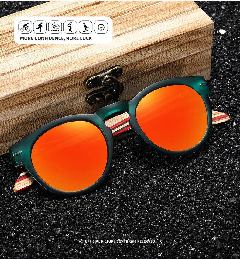 Xsw marca designer polarizado óculos de sol dos homens quadro plástico madeira earpieces moda oval óculos de sol lente espelho uv400