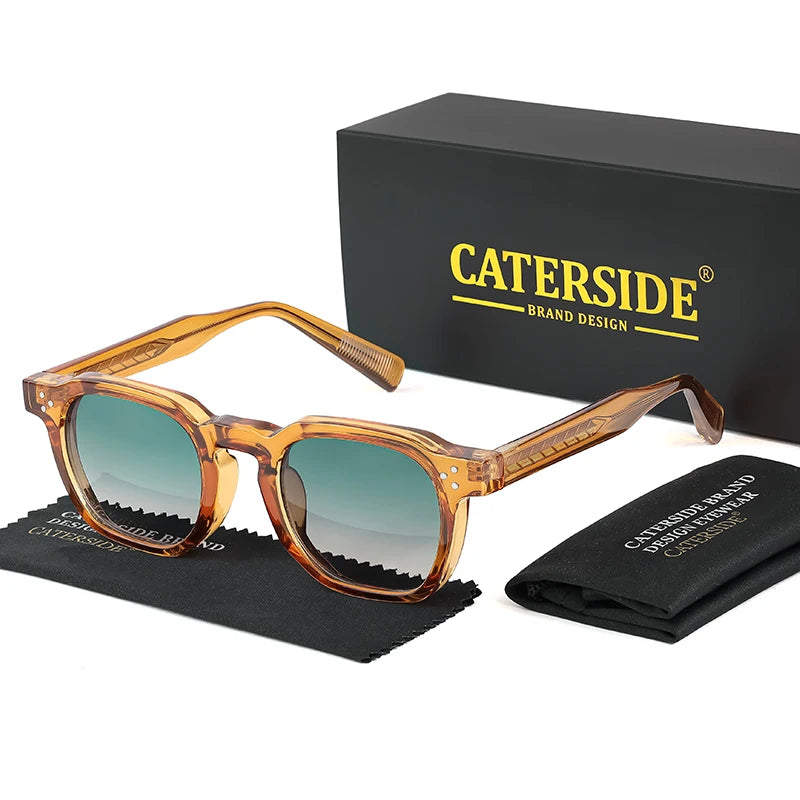 Caterside retro punk masculino óculos de sol pequeno quadro quadrado design personalizado óculos de sol feminino viagem festa negócios festival presente