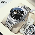 Chenxi 8856 marca superior movimento automático relógio mecânico para homens esqueleto oco homem relógios à prova dwaterproof água relógio de pulso de negócios
