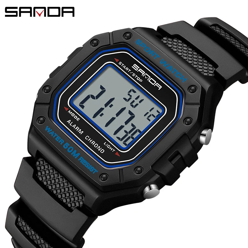 Sanda 2156 moda masculina relógio militar resistente à água esporte relógios exército grande dial led digital relógios de pulso cronômetros para o sexo masculino