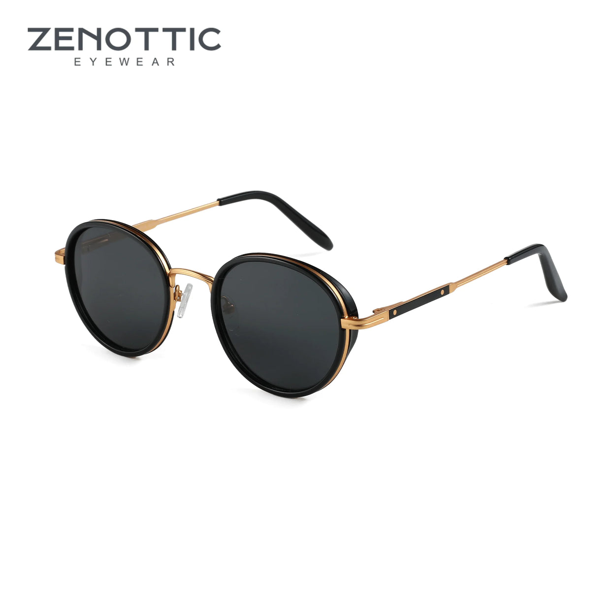 Zenottic steampunk óculos de sol redondo espelho polarizado (01 cores) óculos de sol para mulheres homens vintage tons uv400