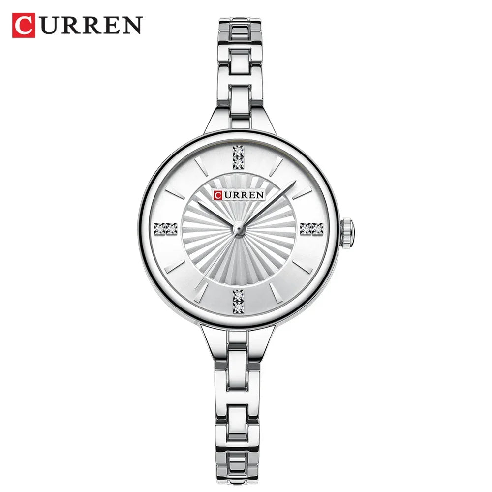 Curren-relógio de quartzo de luxo feminino, relógio pulseira magnética, pulseira esportiva, para mulheres