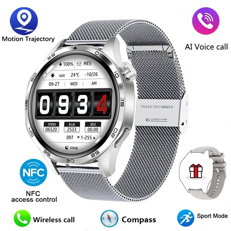 Gt5 pro relógio inteligente masculino 5 pro amoled tela hd bluetooth chamada trajetória gps nfc freqüência cardíaca bússola smartwatches 2024 novo