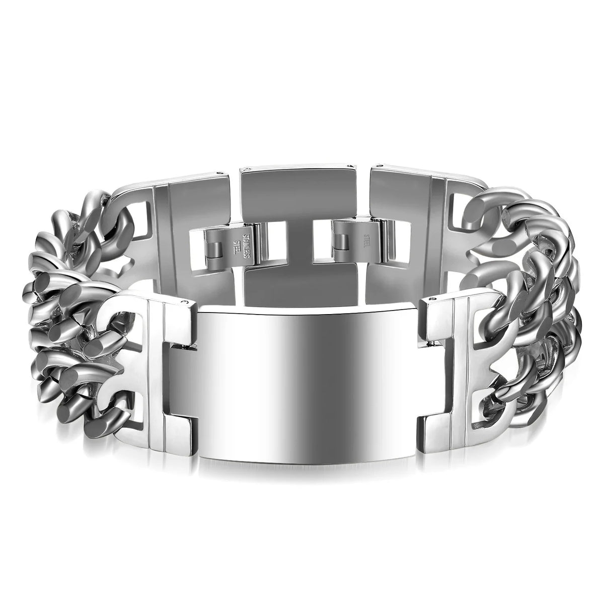 Hnsp 24mm de largura 316l aço inoxidável corrente cubana cruz pulseira para homens jóias masculino mão corrente envoltório pulseiras acessório punk