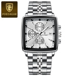 Poedagar luxo homem de negócios relógio de pulso cronógrafo à prova dwaterproof água calendário luminoso relógio para homem quadrado quartzo relógios masculinos reloj