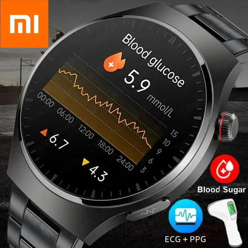 Xiaomi lipídios no sangue úrico glicose no sangue relógio inteligente masculino rastreador de fitness relógio freqüência cardíaca bluetooth chamando ecg + ppg smartwatch