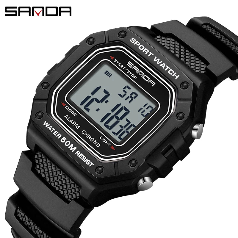 Sanda 2156 moda masculina relógio militar resistente à água esporte relógios exército grande dial led digital relógios de pulso cronômetros para o sexo masculino