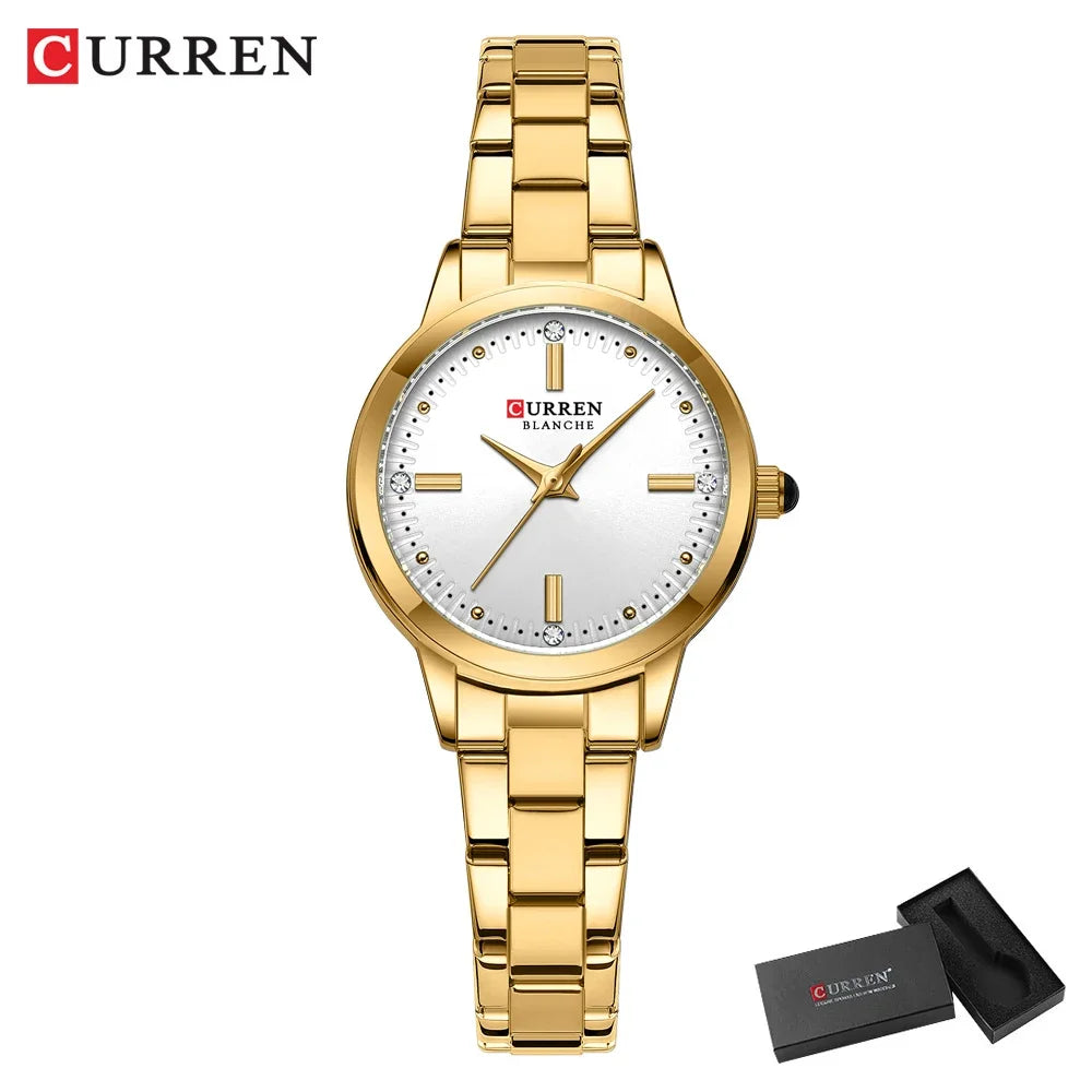 Curren relógios femininos moda original relógio de pulso de quartzo para senhoras mostrador romano deslumbrante diamante à prova dwaterproof água luminosa luxo novo