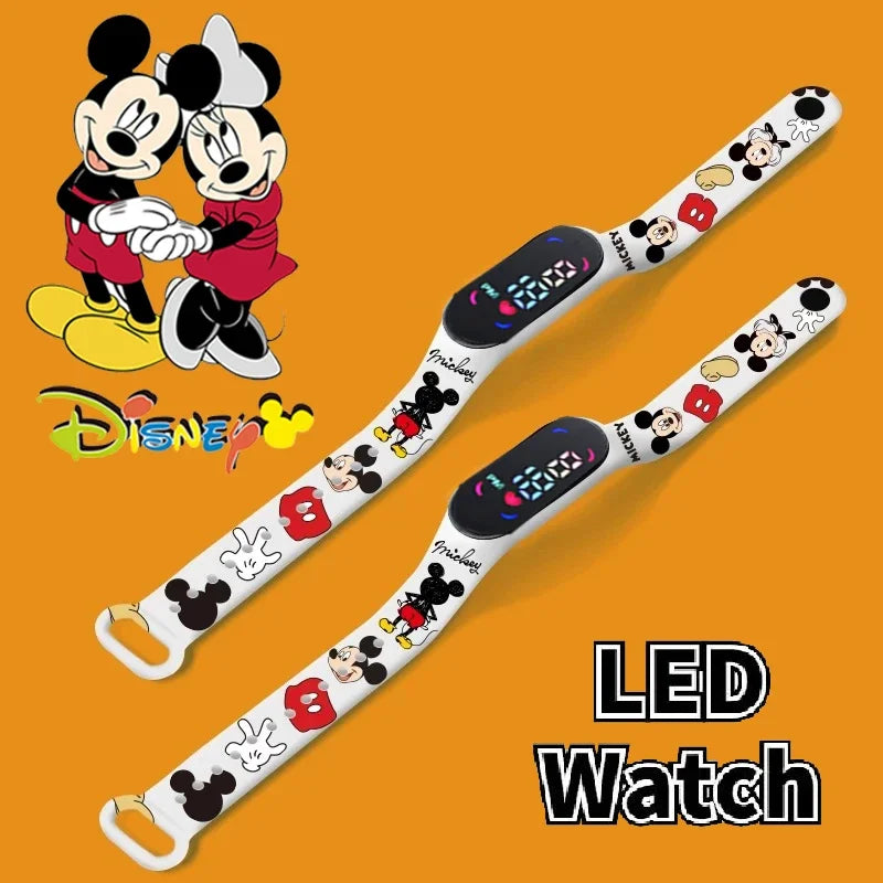 Nova disney mickey minnie led toque relógio donald duckbracelet relógio estudante crianças esportes dos desenhos animados relógio eletrônico presente brinquedo