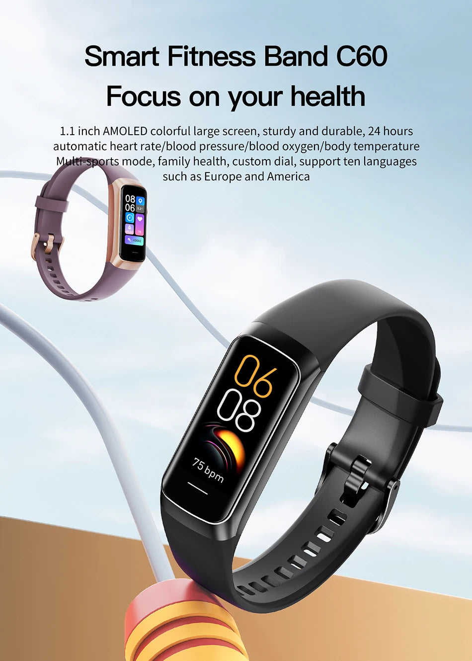 LIGE-Relógio Inteligente Amoled para Homens e Mulheres, Banda Inteligente, Frequência Cardíaca, Sangue, Pulseira Inteligente Impermeável, Rastreador de Fitness Esportivo, 2023