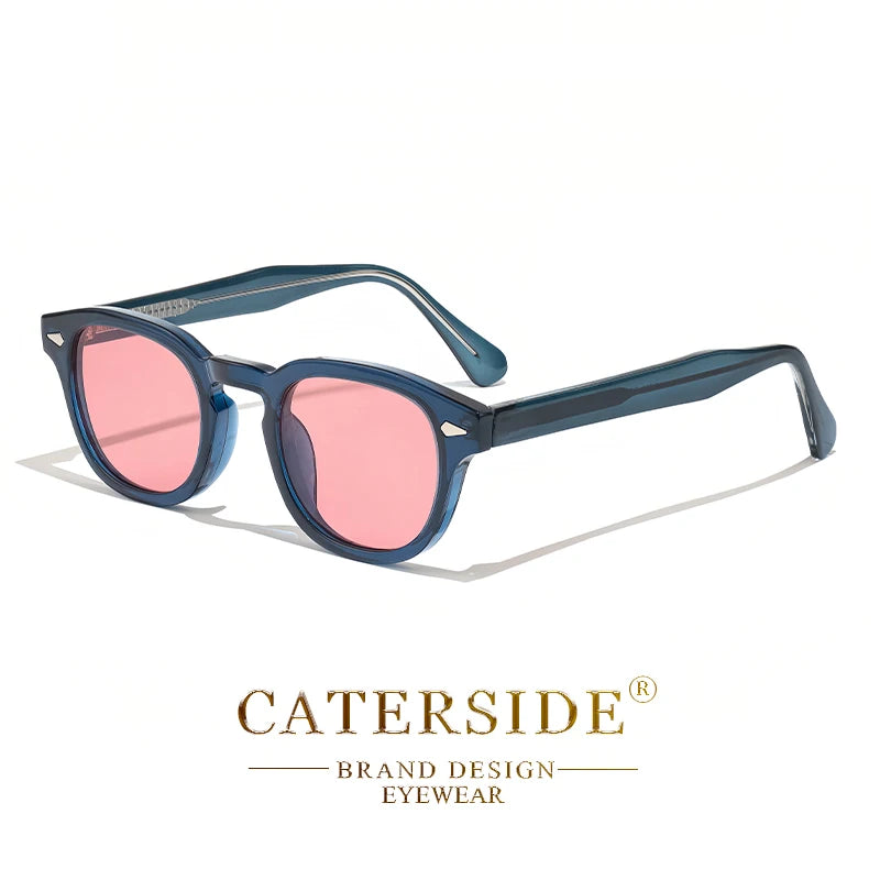 Caterside retro redondo masculino óculos de sol punk ácido propiônico pino templo luxo óculos de sol feminino esportes lazer festa óculos uv400