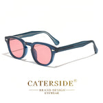Caterside retro redondo masculino óculos de sol punk ácido propiônico pino templo luxo óculos de sol feminino esportes lazer festa óculos uv400