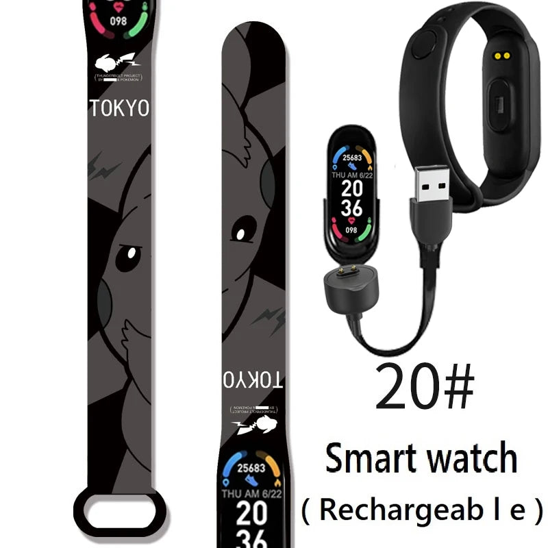 Pikachu Novo Estilo Magnético Bluetooth Relógio Inteligente Esportes Eletrônico Freqüência Cardíaca Pressão Pedômetro Música Monitoramento do Sono Blood Toy
