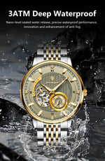 Poedagar topo de luxo relógio masculino luminoso oco tourbillon automático homem relógio de pulso mecânico aço inoxidável relógios masculinos reloj