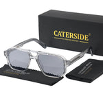 Caterside retro punk óculos de sol dos homens do vintage plana superior pontes duplas alta qualidade óculos de sol feminino viagem festa festival eyewear