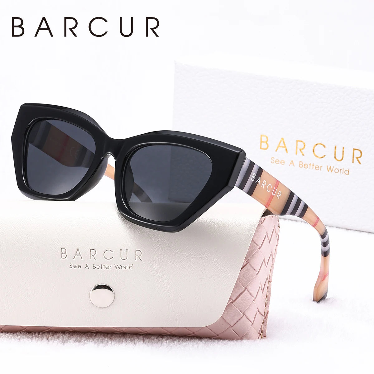 Óculos de sol feminino de alta qualidade da marca BARCUR Irregular PC Design de armação grossa cor criativa Shopping Party Óculos de sol polarizados