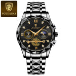 Poedagar luxo homem relógio de pulso cronógrafo à prova dwaterproof água luminosa relógio masculino aço inoxidável alta qualidade esporte relógios quartzo