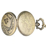 Relógio de bolso de quartzo de desenho animado de pôquer de bronze vintage o melhor presente para crianças, homens e mulheres