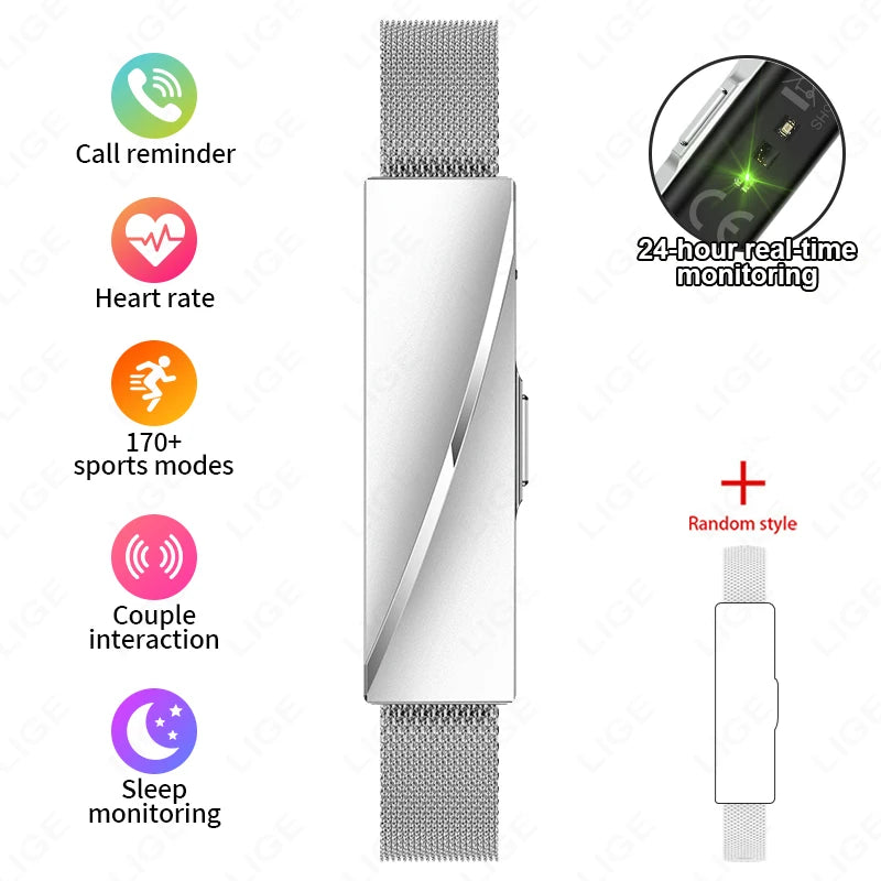 Lige nova senhora pulseira inteligente para presentes em tempo real monitoramento de freqüência cardíaca sono à prova dwaterproof água multi-esporte modo casal pulseira saúde