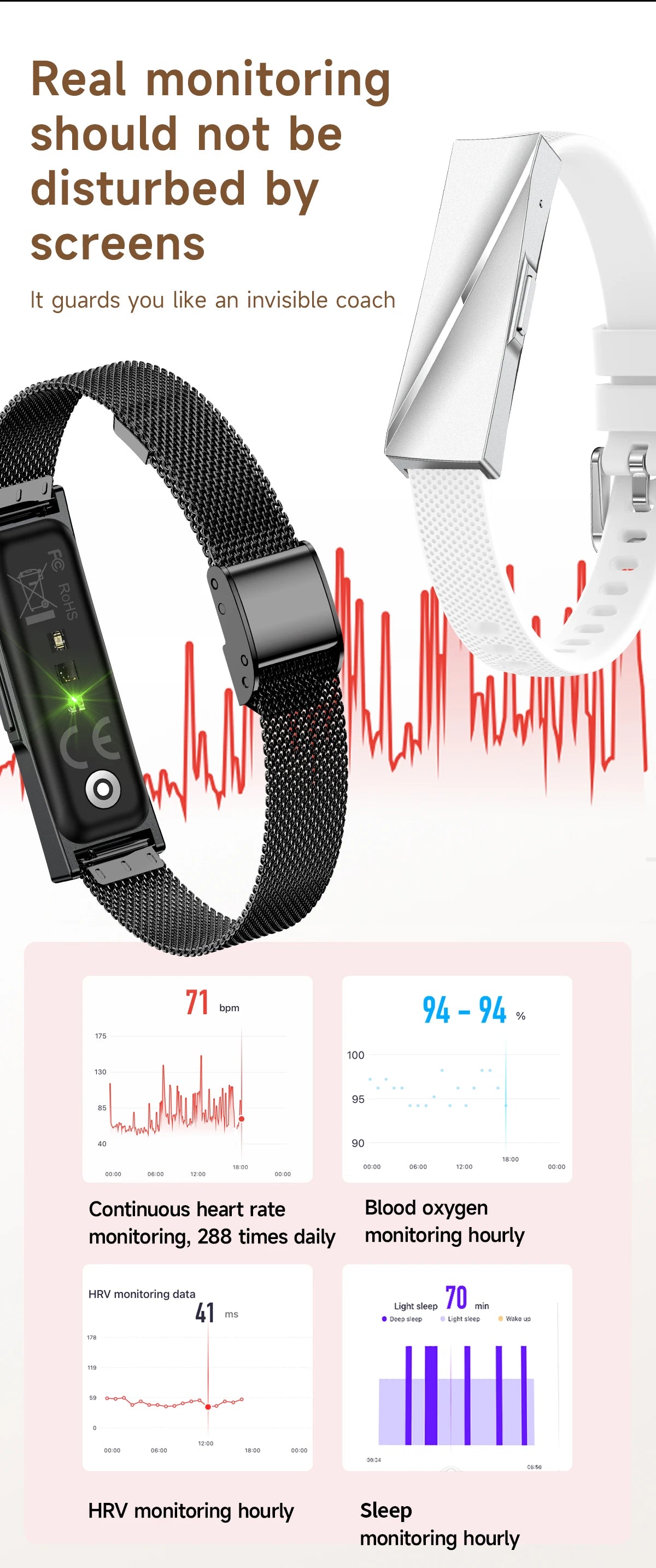 Lige nova senhora pulseira inteligente para presentes em tempo real monitoramento de freqüência cardíaca sono à prova dwaterproof água multi-esporte modo casal pulseira saúde
