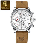 Poedagar relógio de pulso de luxo para homem à prova dwaterproof água luminosa cronógrafo data relógio masculino esportes couro relógios quartzo masculino reloj
