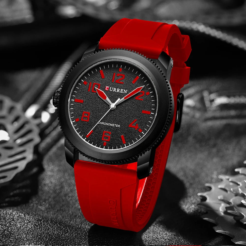 CURREN Moda Simples Relógios Masculinos com Grande Mostrador de Numerais Relógio de Pulso de Quartzo para Cavalheiro de Negócios com Pulseira de Silicone