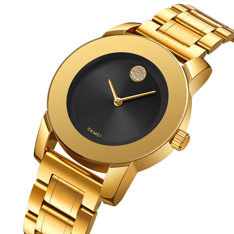Skmei unissex quartzo pulseira à prova d'água relógios de luxo pulseira de aço inoxidável estilo simples display analógico relógio de pulso fashion