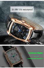 2024 CHENXI 8209 Relógios masculinos pulseira de couro casual luxo quartzo relógios de pulso quadrados à prova d'água