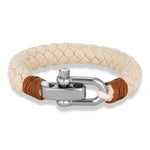Mkendn estilo náutico pulseira de corda larga moda masculina aço inoxidável ajustável manilha fecho envoltório pulseiras artesanal jóias presente