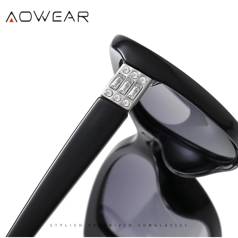 Aowear senhoras vintage óculos de sol feminino polarizado condução lente gradiente óculos de sol de alta qualidade feminino com caso