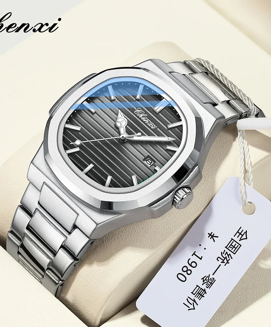 Chenxi 8222 luxo ouro aço inoxidável luminoso casual relógio de negócios para homens moda quartzo relógios pulso à prova dwaterproof água