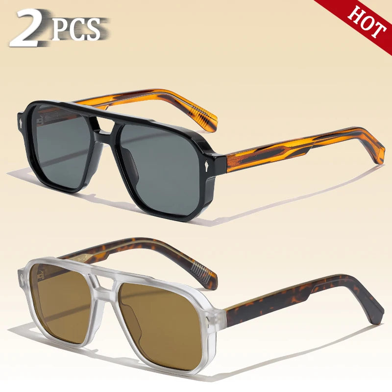 Caterside retro punk óculos de sol dos homens do vintage plana superior pontes duplas alta qualidade óculos de sol feminino viagem festa festival eyewear
