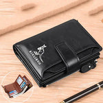 Carteira masculina de couro luxo curto titular do cartão rfid para homens zíper moeda bolsa portátil masculino carteiras billfold