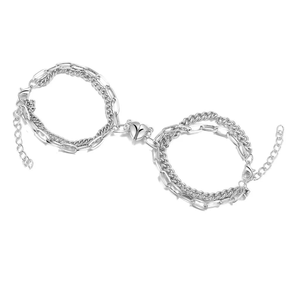 Amantes do amor fivela magnética pulseira criativa dia dos namorados ímã amor atraente pulseira casal pulseiras cubanas
