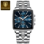 Poedagar luxo homem de negócios relógio de pulso cronógrafo à prova dwaterproof água calendário luminoso relógio para homem quadrado quartzo relógios masculinos reloj