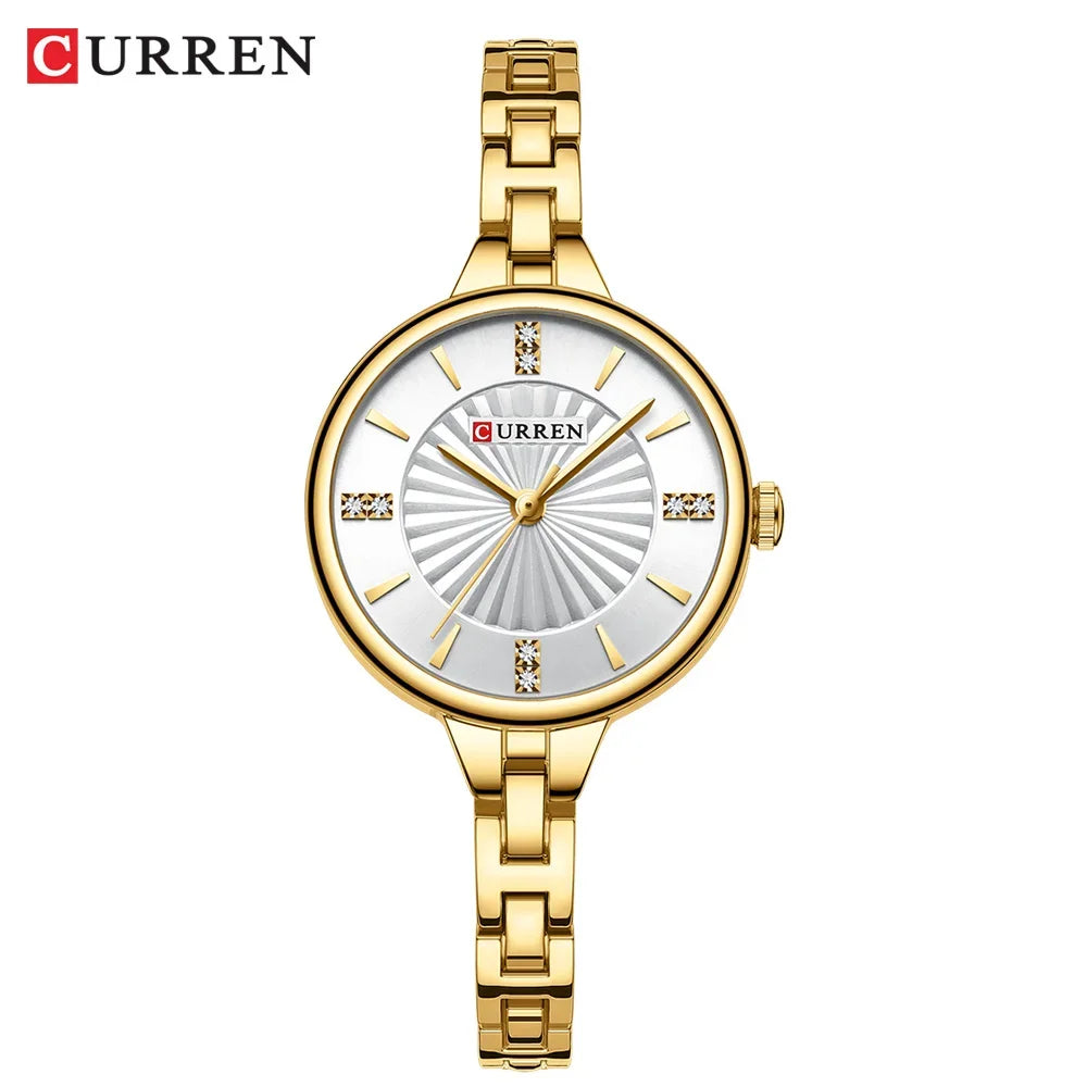 Curren-relógio de quartzo de luxo feminino, relógio pulseira magnética, pulseira esportiva, para mulheres