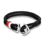 MKENDN Pulseiras de âncora masculinas, fio duplo, surfista náutico, corda à prova d'água, pulseira feminina, fivela esportiva de aço inoxidável preto